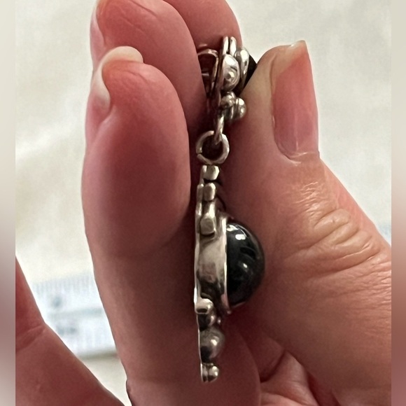 Vintage Sterling Silver Black Onyx Dangle Post Back Single Earring 80’s 90’s - Picture 7 of 8